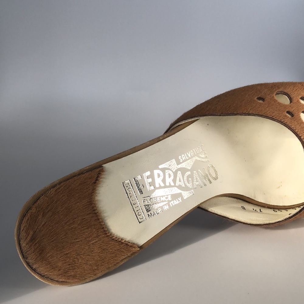 Salvatore Ferragamo Tan Open-Toe Mule Sandals - Picture 7 of 7